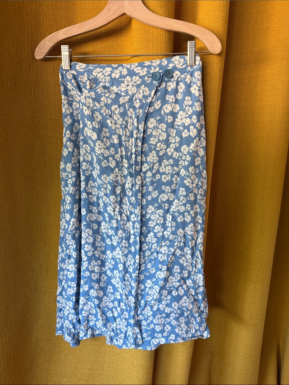 Reformation Blue Floral Midi Wrap Skirt